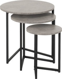 Athens round nest of tables 3 pc set in concrete effect