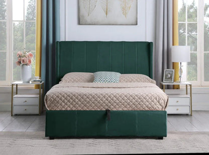Amelia plus 4'6" storage bed Green Velvet fabric