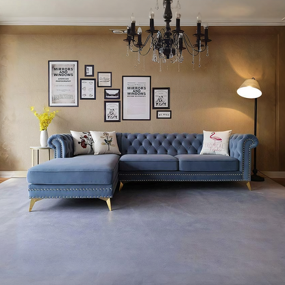 Glamour Three Seater Corner Sofa, Velvet