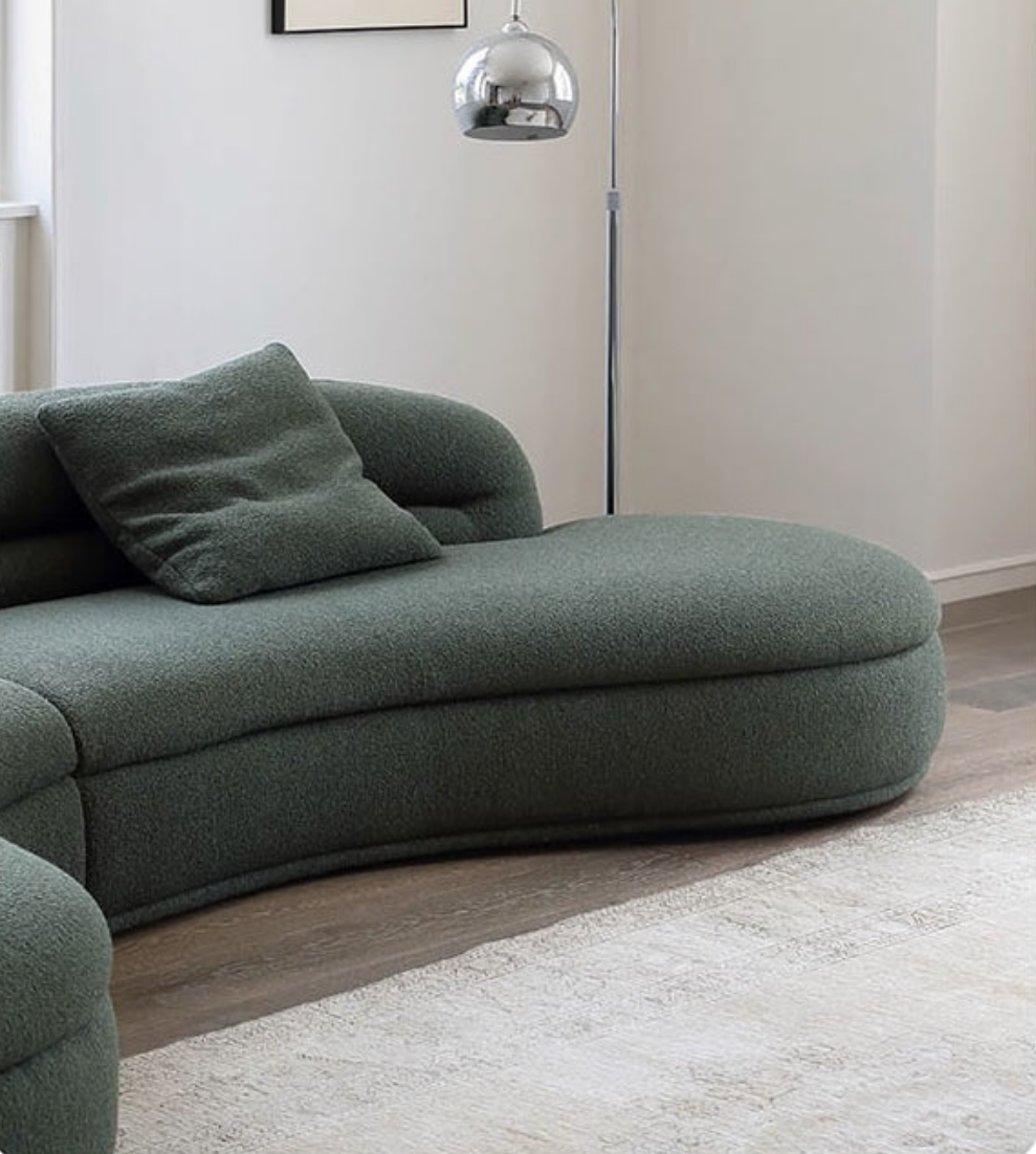 Yannik Four Seater Curved Sofa, Green