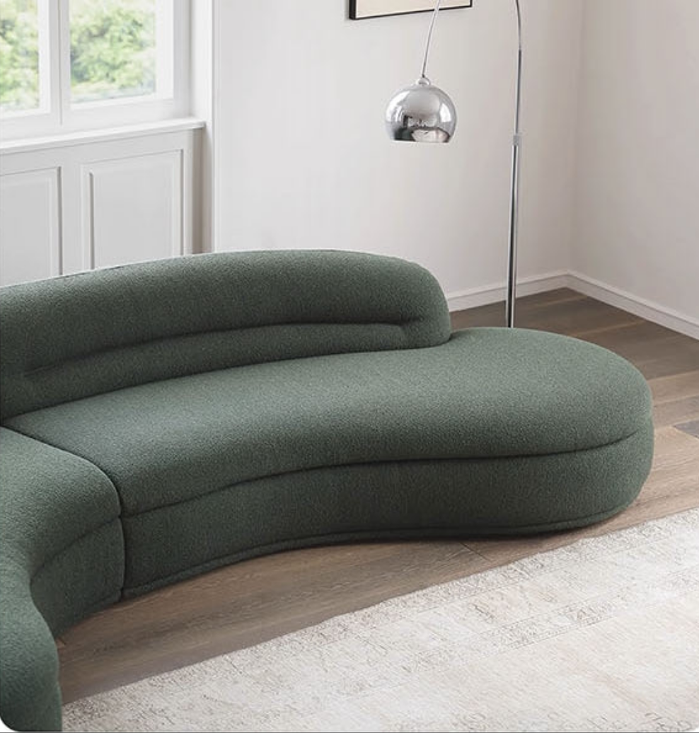Yannik Four Seater Curved Sofa, Green