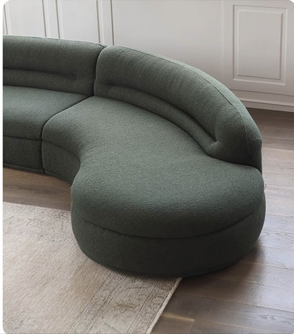 Yannik Four Seater Curved Sofa, Green