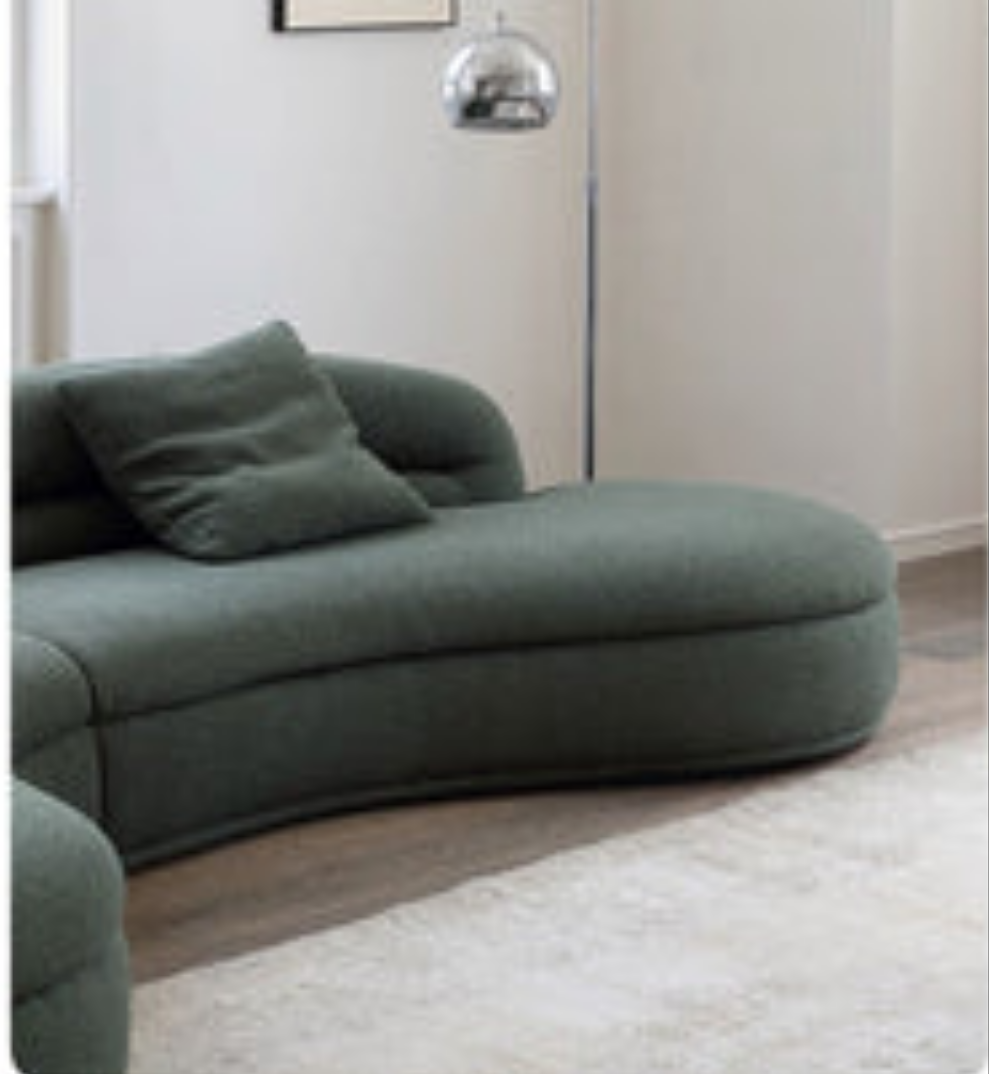 Yannik Four Seater Curved Sofa, Green