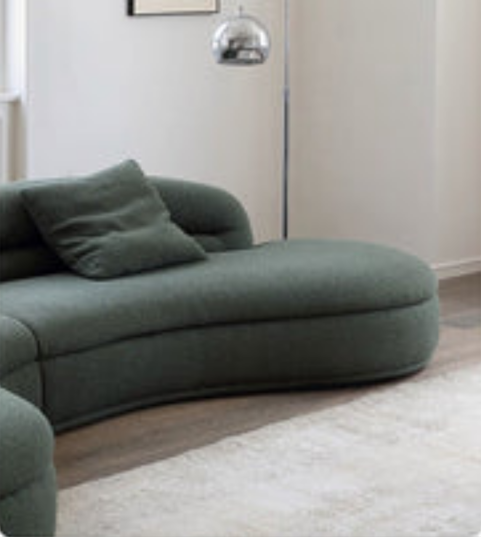Yannik Four Seater Curved Sofa, Green