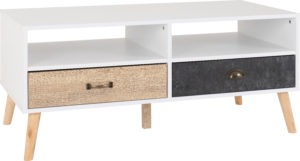 Nordic 2 draw coffee table white/Distressed Effect