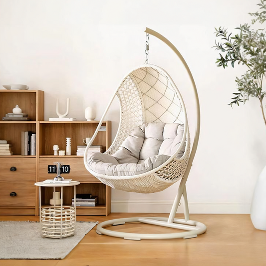 Pearl Rattan Garden Hanging Egg Chair with Stand