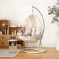 Pearl Rattan Garden Hanging Egg Chair with Stand