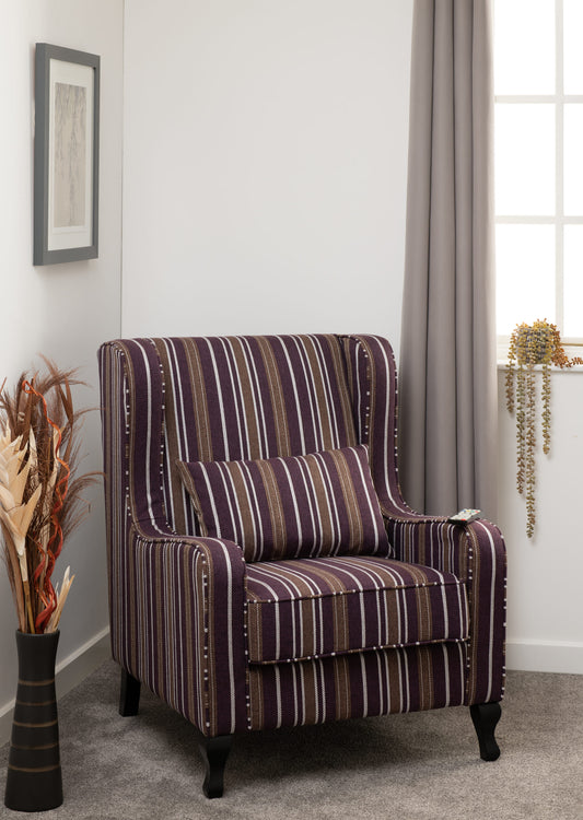 Sherbourne Fireside Chair-Burgundy Stripe Fabric