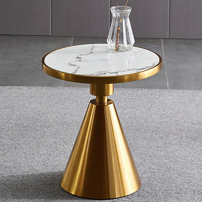 Modern Side Table with Marble Top and Metal Base