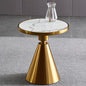Modern Side Table with Marble Top and Metal Base
