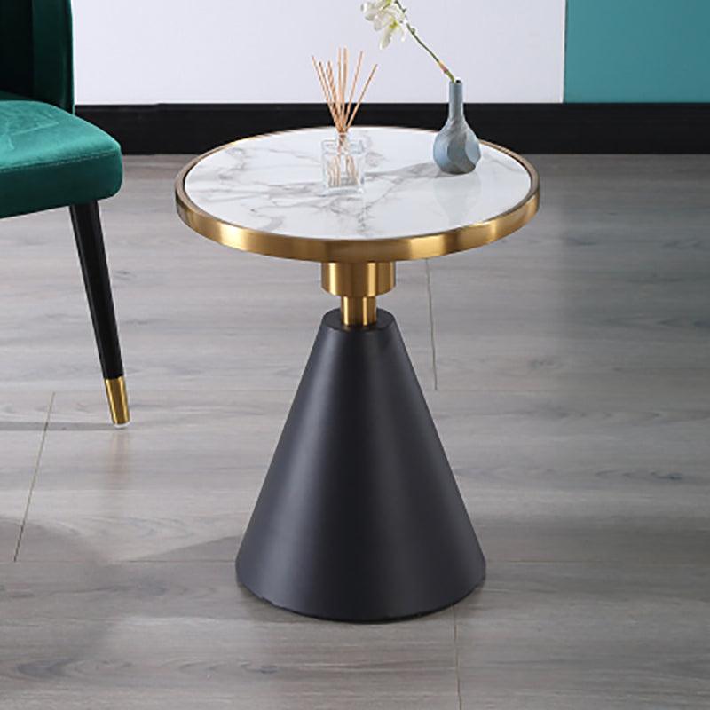 Modern Side Table with Marble Top and Metal Base