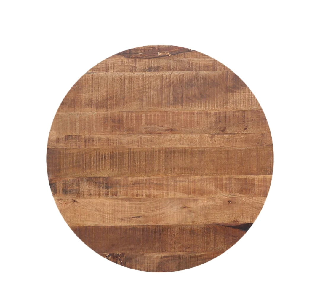 Vera Drum Coffee Table-Natural Mango Wood/Black