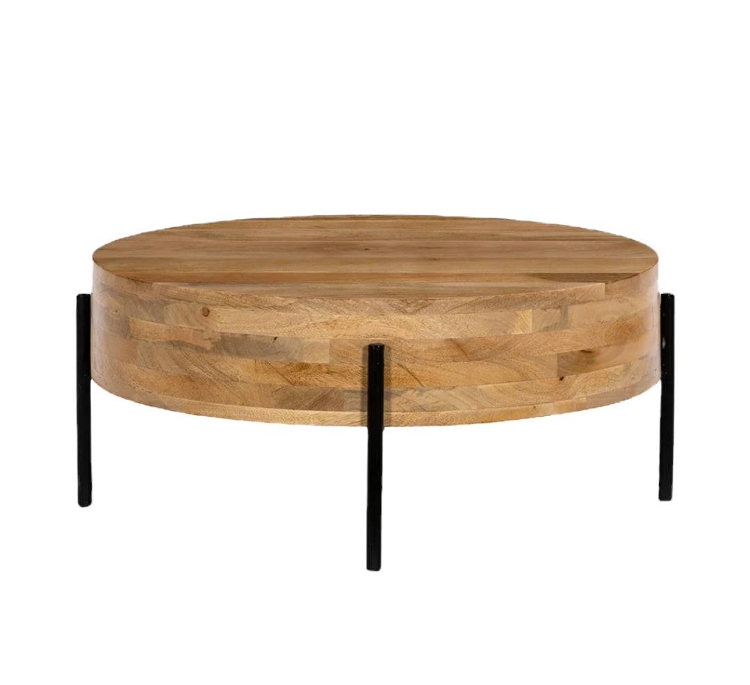 Soloman Mango Wood Coffee Table-Natural Mango Wood/Black