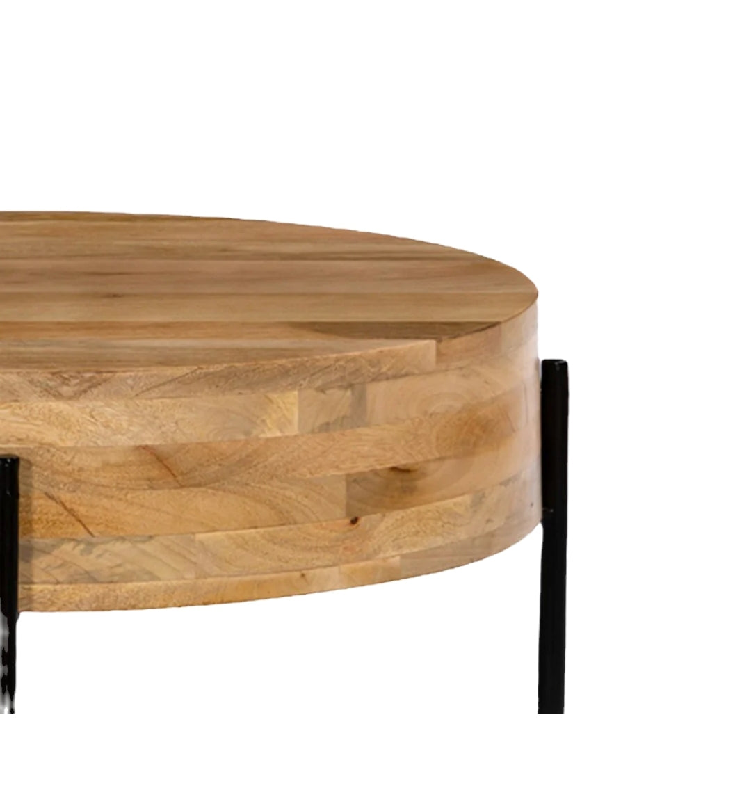 Soloman Mango Wood Coffee Table-Natural Mango Wood/Black