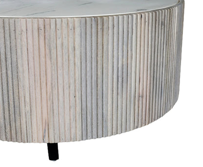 Selene Drum Marble Top Coffee Table-Natural/White