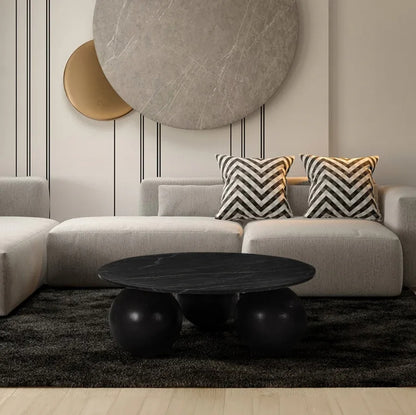 Kristy Marble Top Coffee Table-Black