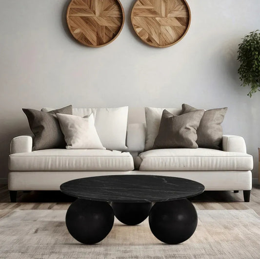 Kristy Marble Top Coffee Table-Black