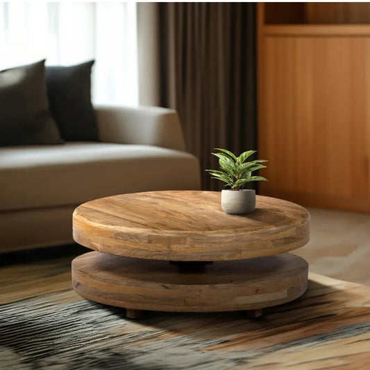 Ellie Two Tier Coffee Table-Natural Acacia Wood