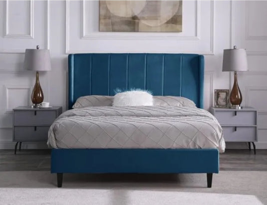 Amelia 5" Bed Blue Velvet  Fabric