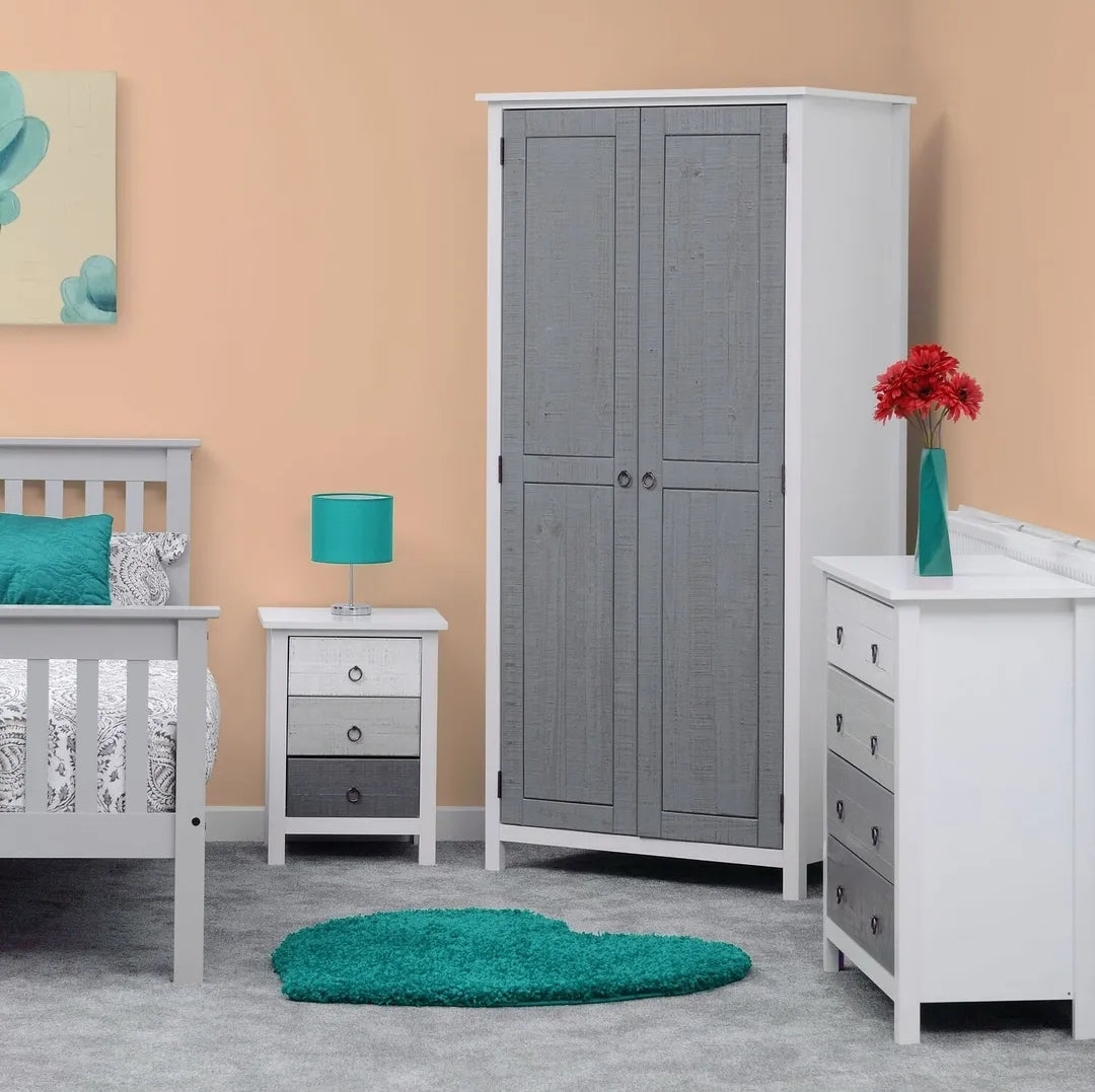 Vermont 2 Door Wardrobe White/Grey
