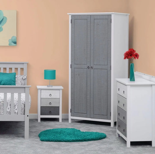 Vermont 2 Door Wardrobe White/Grey