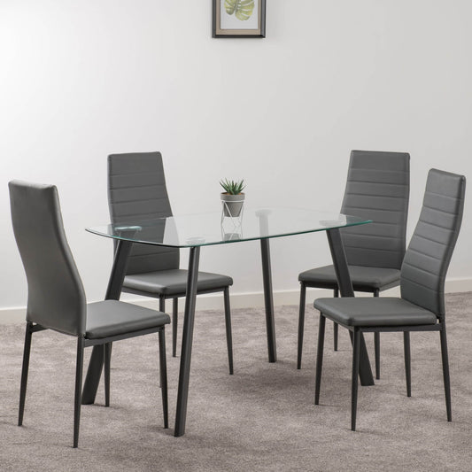 Abbey grey faux leather dinning chair in pair