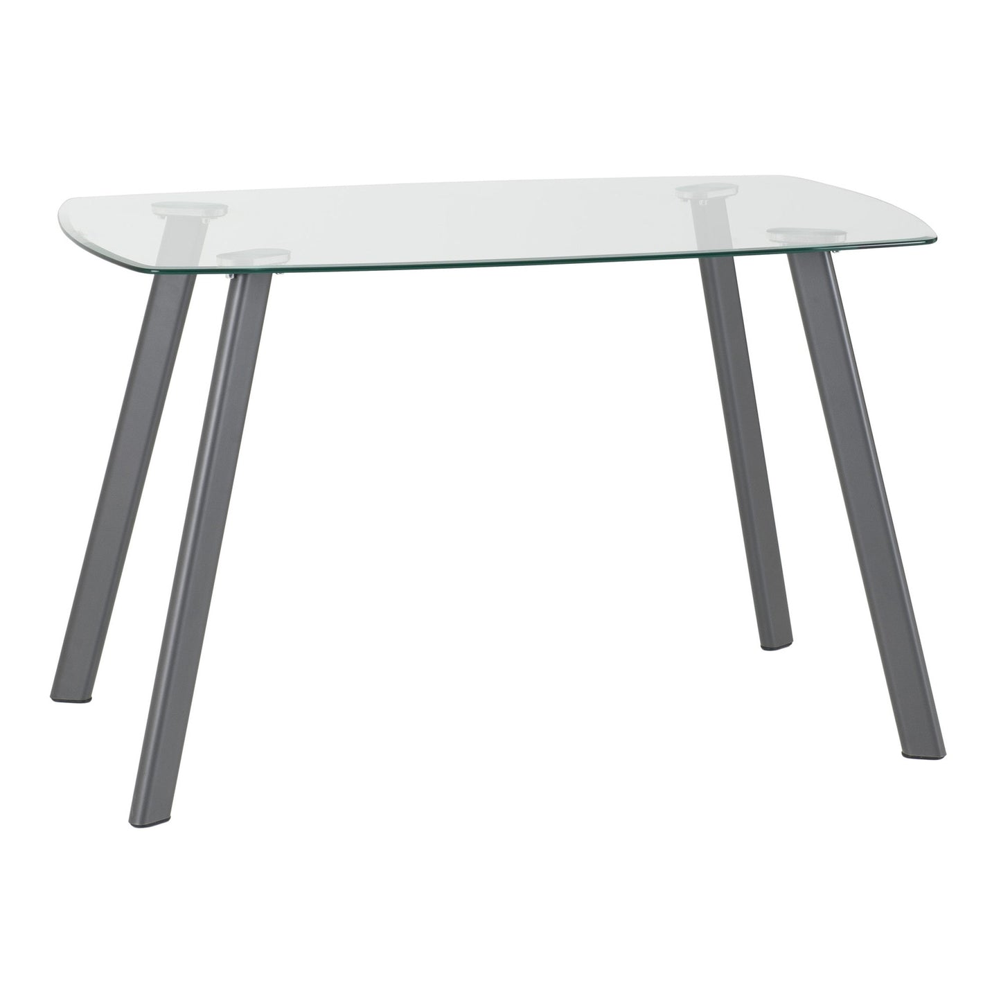 Abbey Dining Set Clear glass/Grey Faux Leather