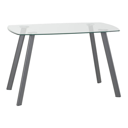 Abbey Dining Set Clear glass/Grey Faux Leather
