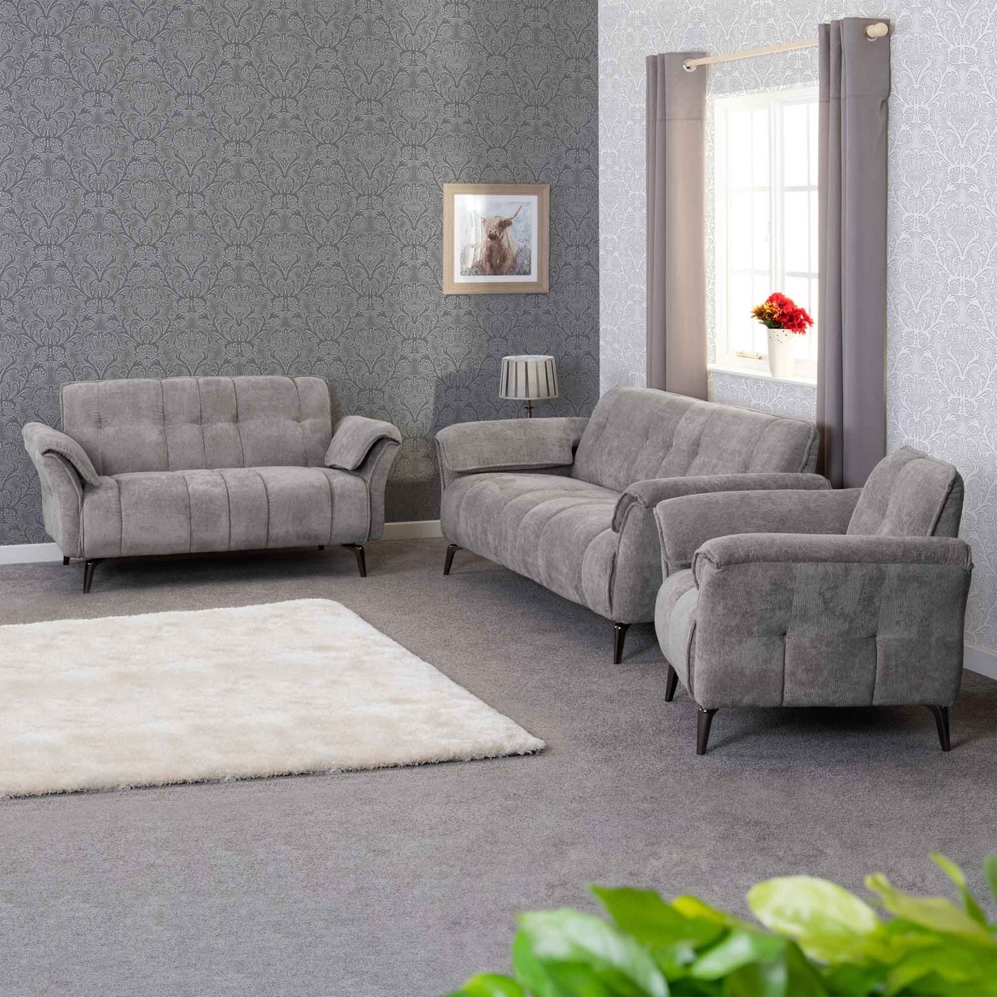 Amalfi 1 Seater Grey Fabric