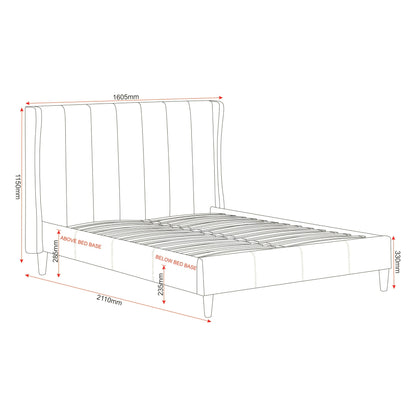 Amelia 4"6 Bed Dark Grey Fabric