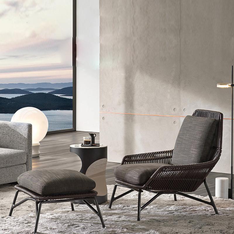 Annikki Rattan Armchair and Footstool, Outdoor Chair