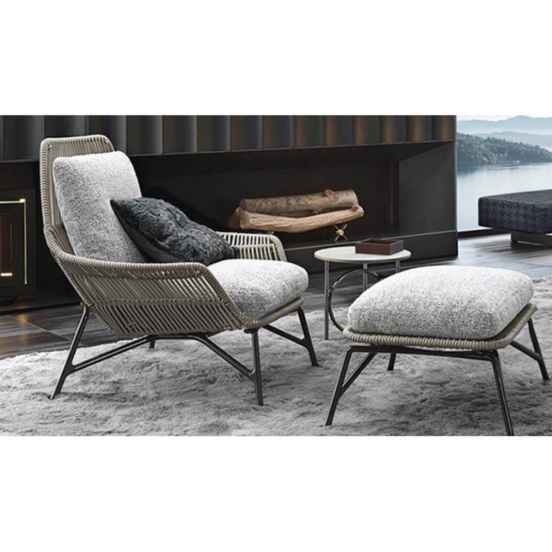 Annikki Rattan Armchair and Footstool, Outdoor Chair