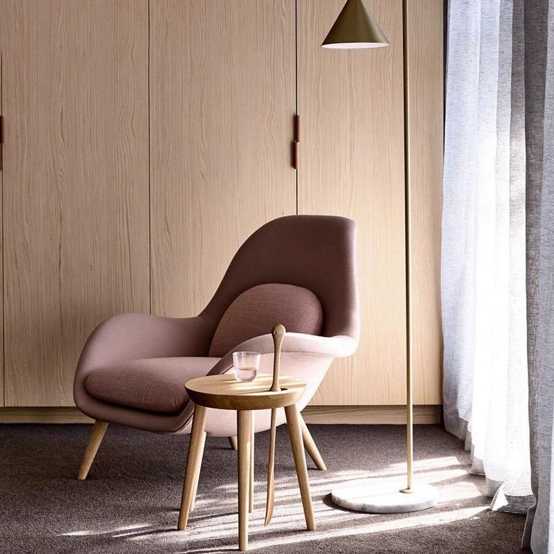 Fredericia Swoon Armchair And Footstool, Velvet, Blue