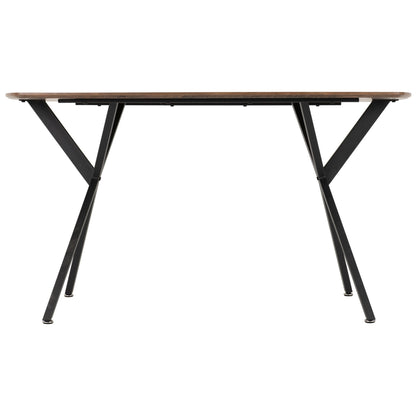 Athens Rectangular Dining Set-Medium Oak Effect/Black/Brown Faux leather