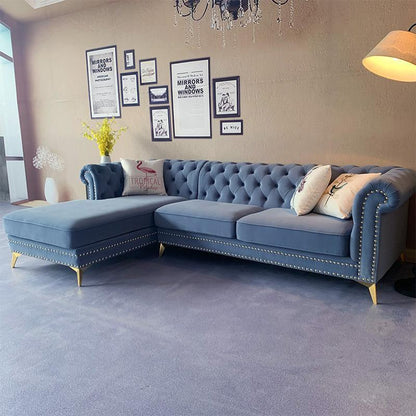 Glamour Three Seater Corner Sofa, Velvet