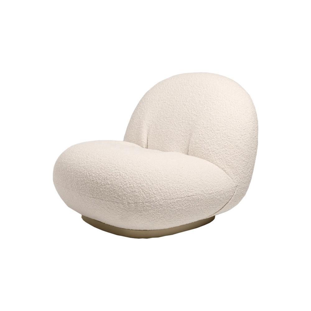 Gubi Pacha Swivel Accent Chair, Boucle With Gold Base