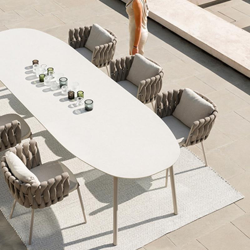 Vallee Rattan Outdoor Dining Table Set, Table With Six Dining Chairs
