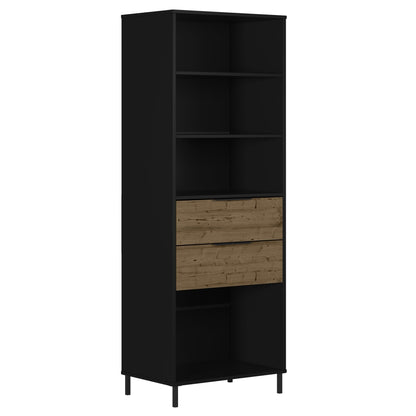 Madrid Bookcase Black/Acacia Effect