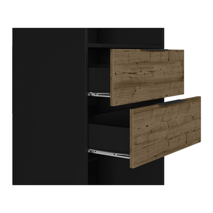 Madrid Bookcase Black/Acacia Effect