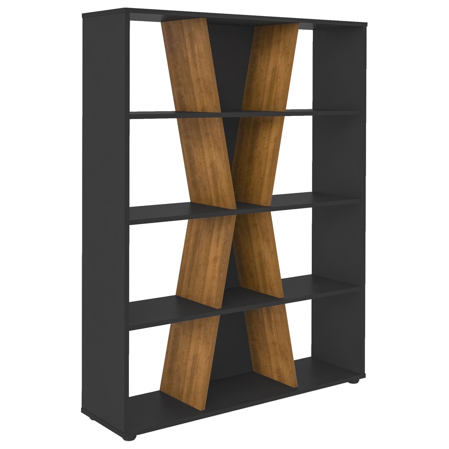Naples Medium Bookcase  Black/Pine Effect