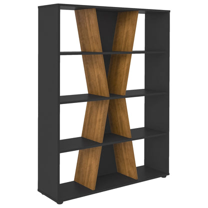 Naples Medium Bookcase  Black/Pine Effect