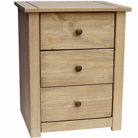 Panama 3 Drawer Bedside Chest/Natural wax