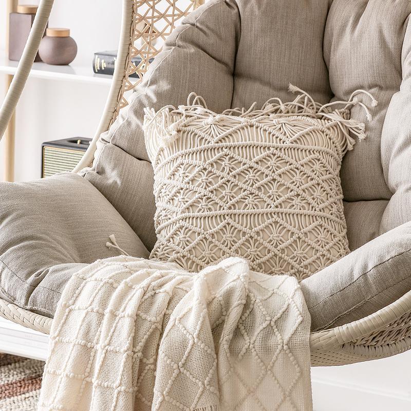 Pearl Rattan Garden Hanging Egg Chair with Stand