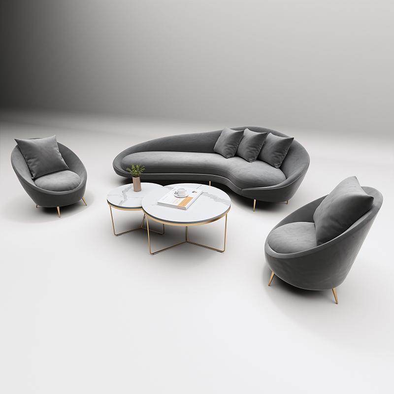 Slender Modern Curved Two Seater, Three Seater, Armchair, Velvet