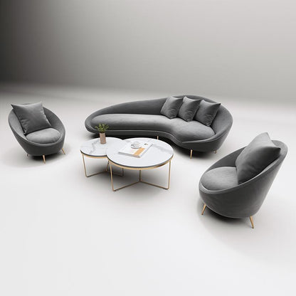 Slender Modern Curved Two Seater, Three Seater, Armchair, Velvet