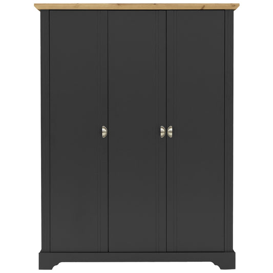Toledo 3 door wardrobe-Grey/Oak effect