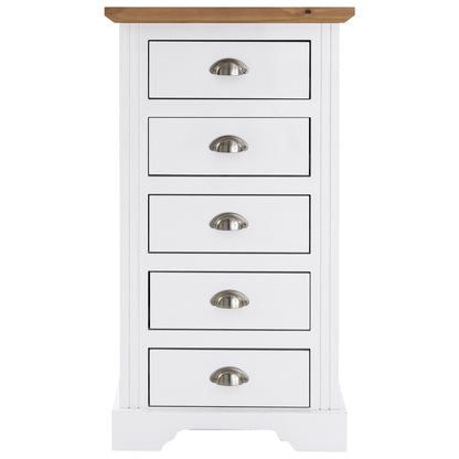 Toledo 5 Door Narrow Chest  White/Oak Effect