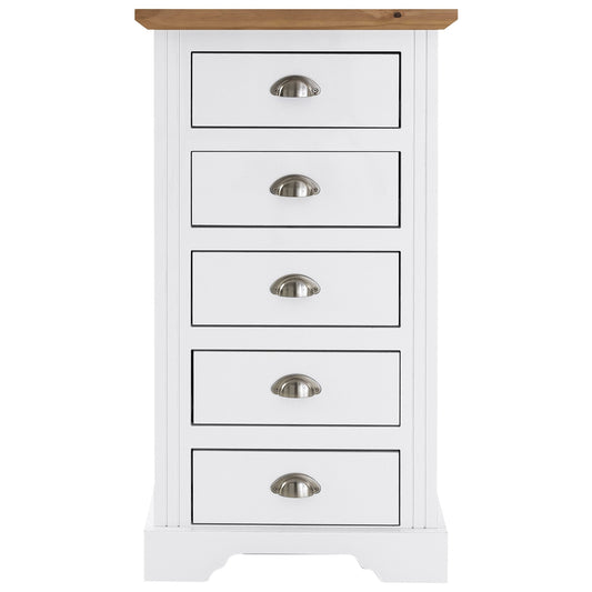 Toledo 5 Door Narrow Chest  White/Oak Effect