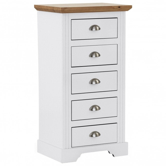 Toledo 5 Door Narrow Chest  White/Oak Effect