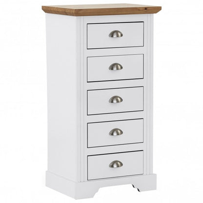 Toledo 5 Door Narrow Chest  White/Oak Effect